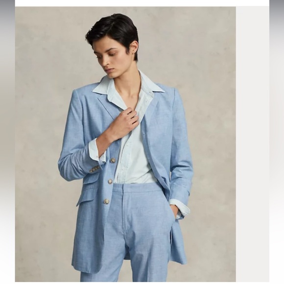 Polo Ralph Lauren, blue lable, Chambray Kick-Flare Crop Pant - Picture 2 of 9